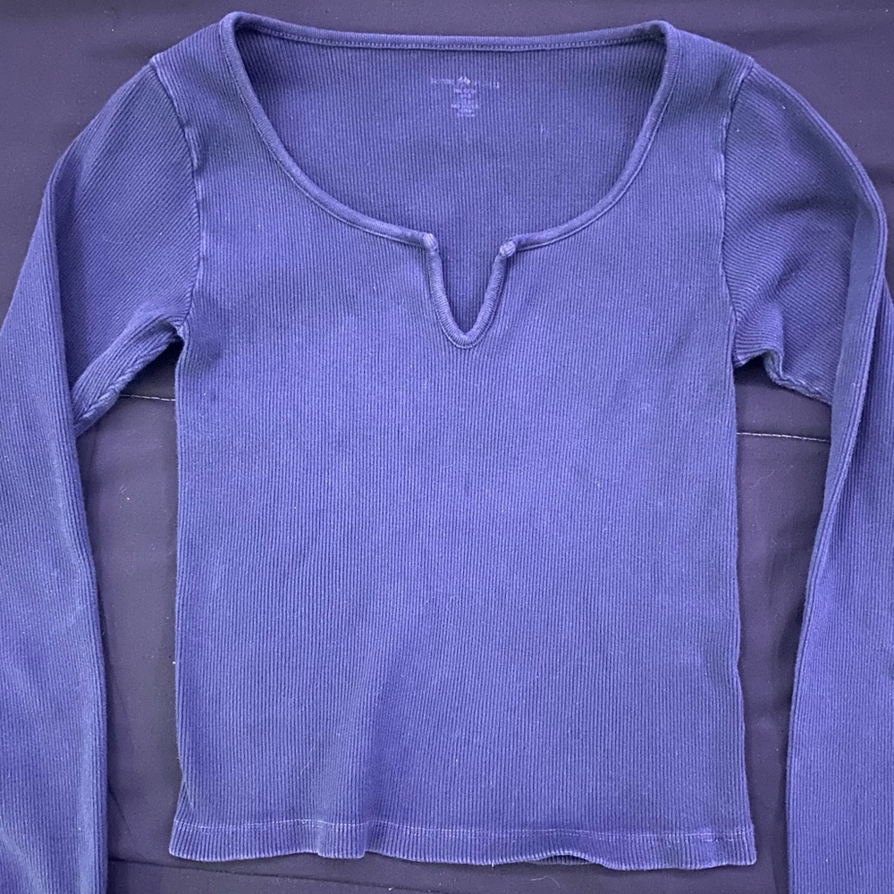 Brandy Melville ribbed navy blue long sleeve